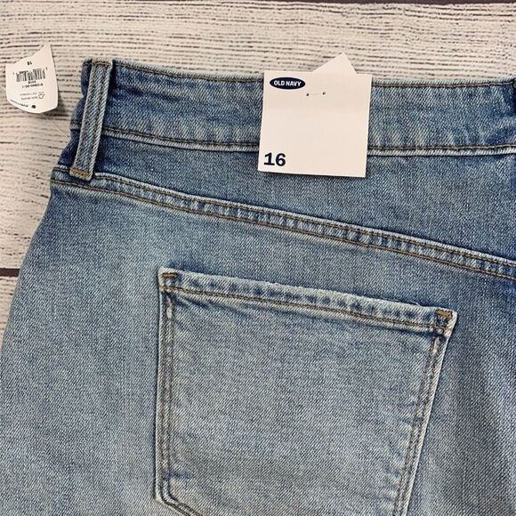Old Navy Jean Skirt sz 16 Denim 17.5" Length Light Wash Raw Hem Women's New NWT - Picture 6 of 8